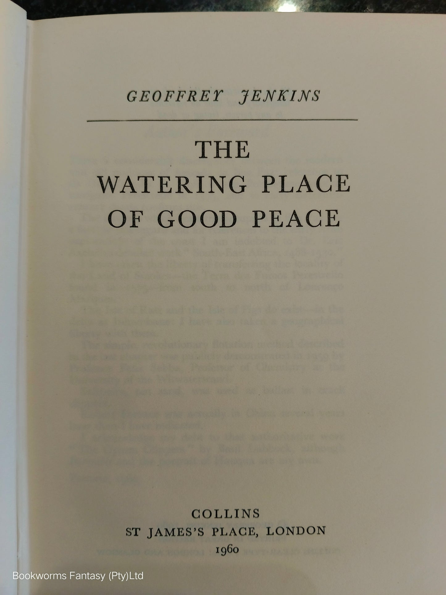 The Watering Place of Good Peace by Geoffrey Jenkins (FIRST EDITION)