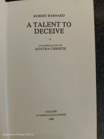 A Talent to Deceive by Robert Barnard (FIRST EDITION)